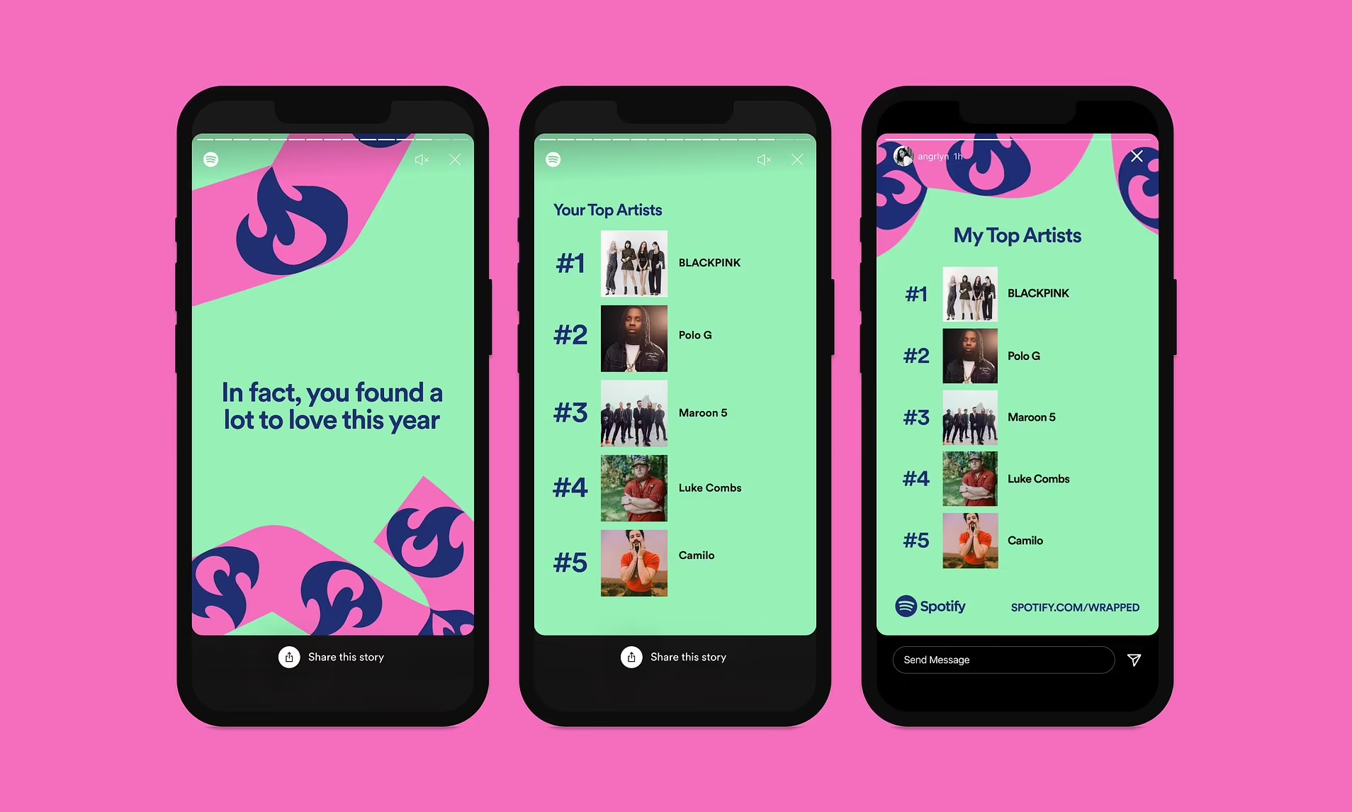 Spotify ile sarılmış istatistikleri gösteren resim