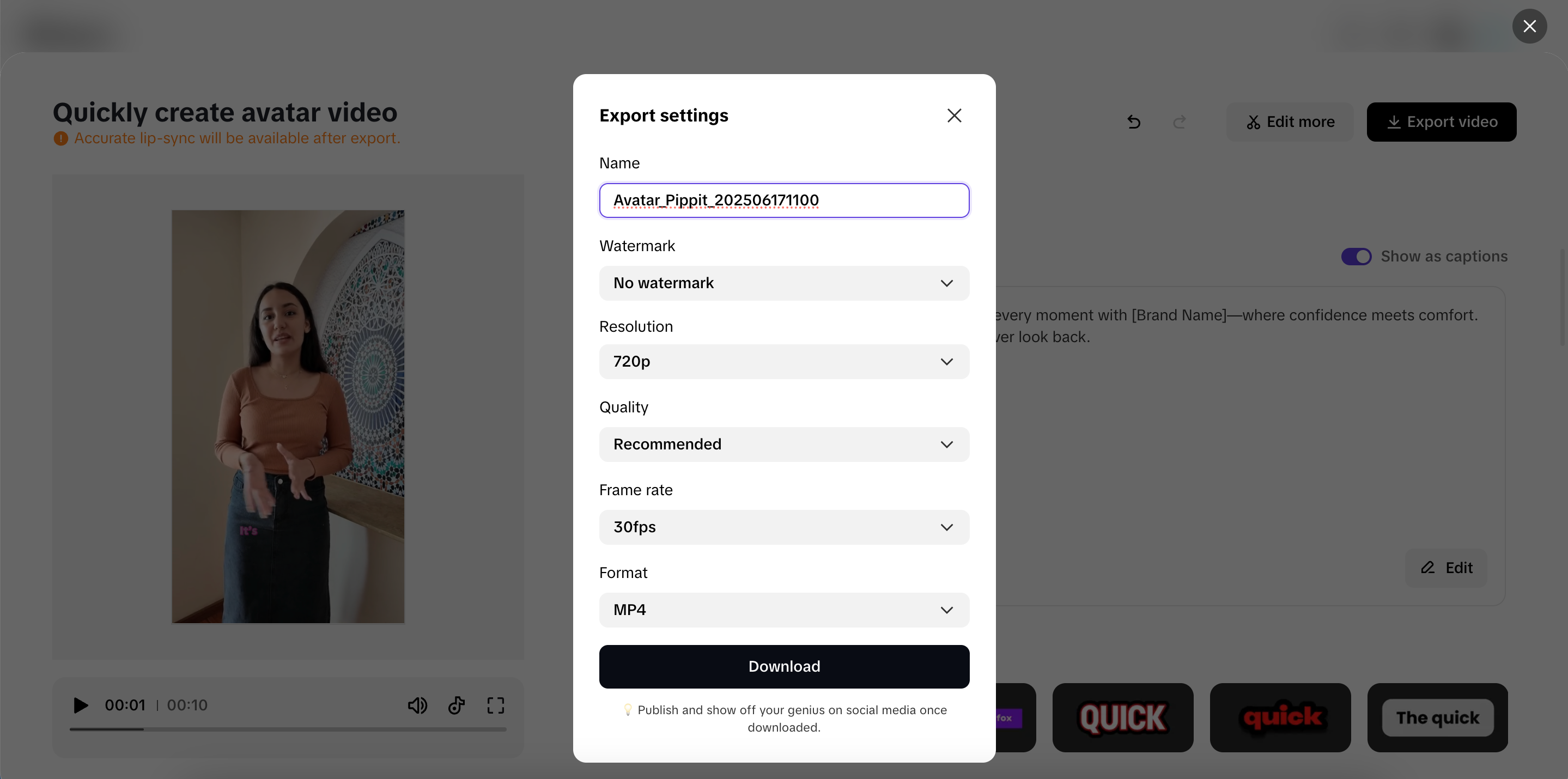Export and share your videos