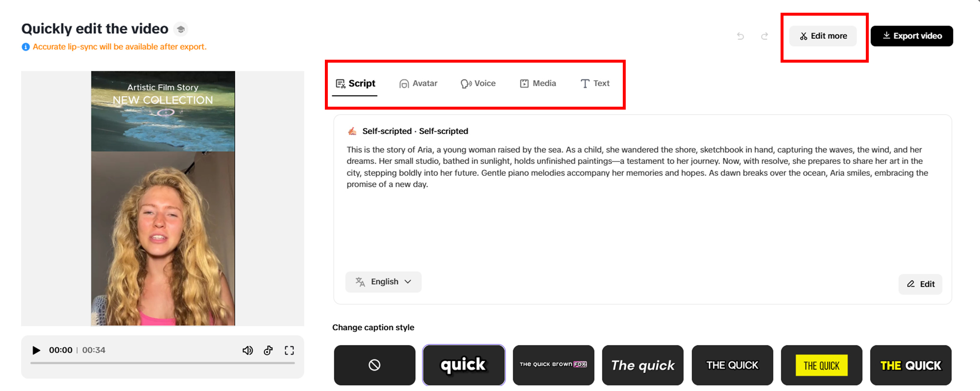 Wprowadź dowolne szybkie zmiany w swoim wideo.