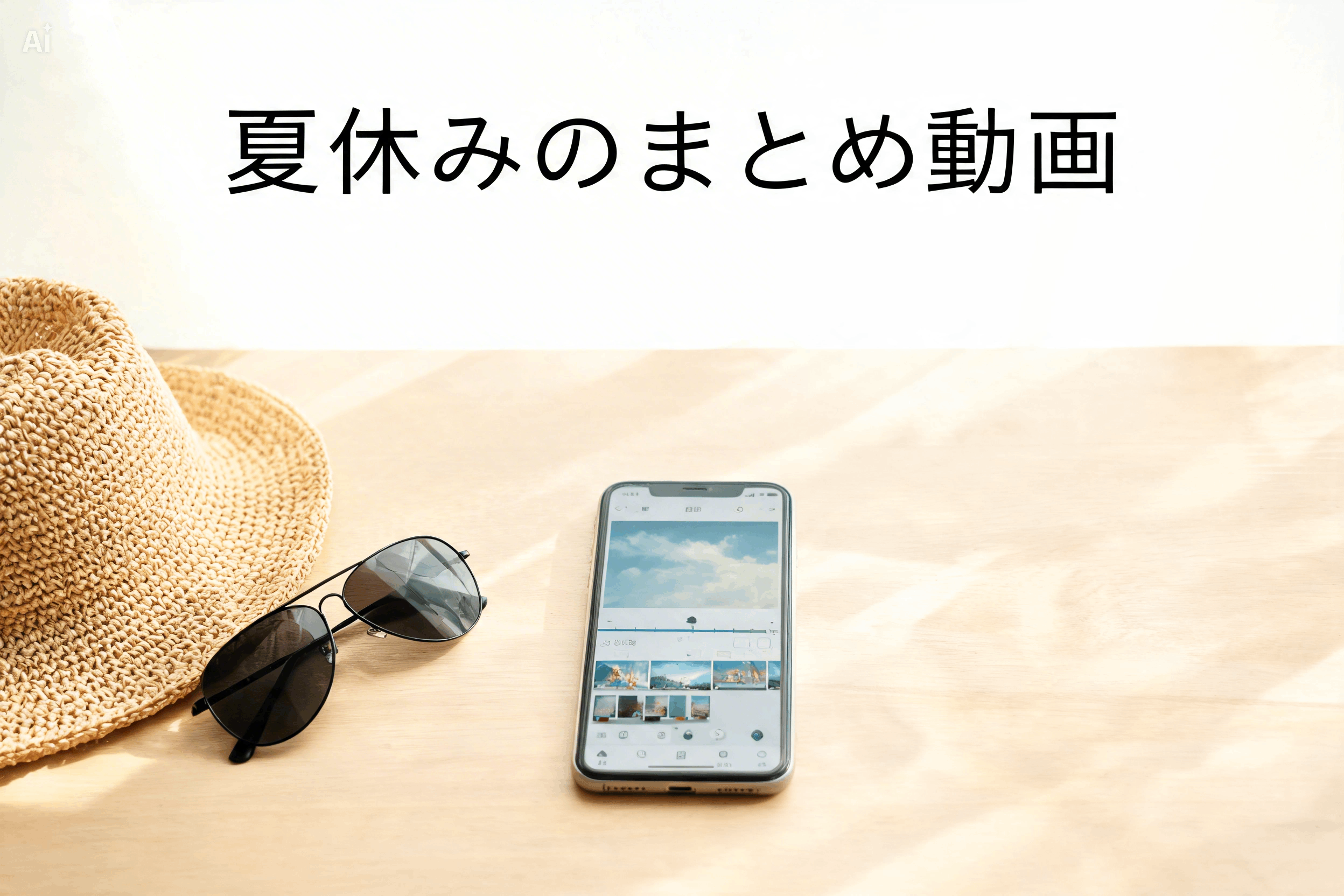 夏の旅行や海辺の思い出を動画化するイメージのバナー