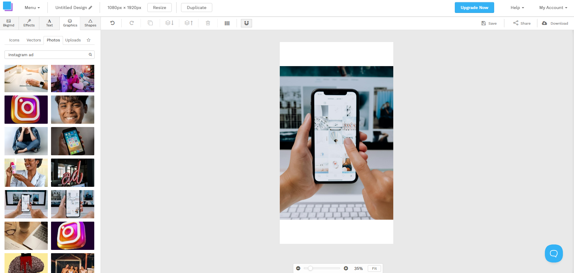 Snappa Instagram hirdetés sablon testreszabás