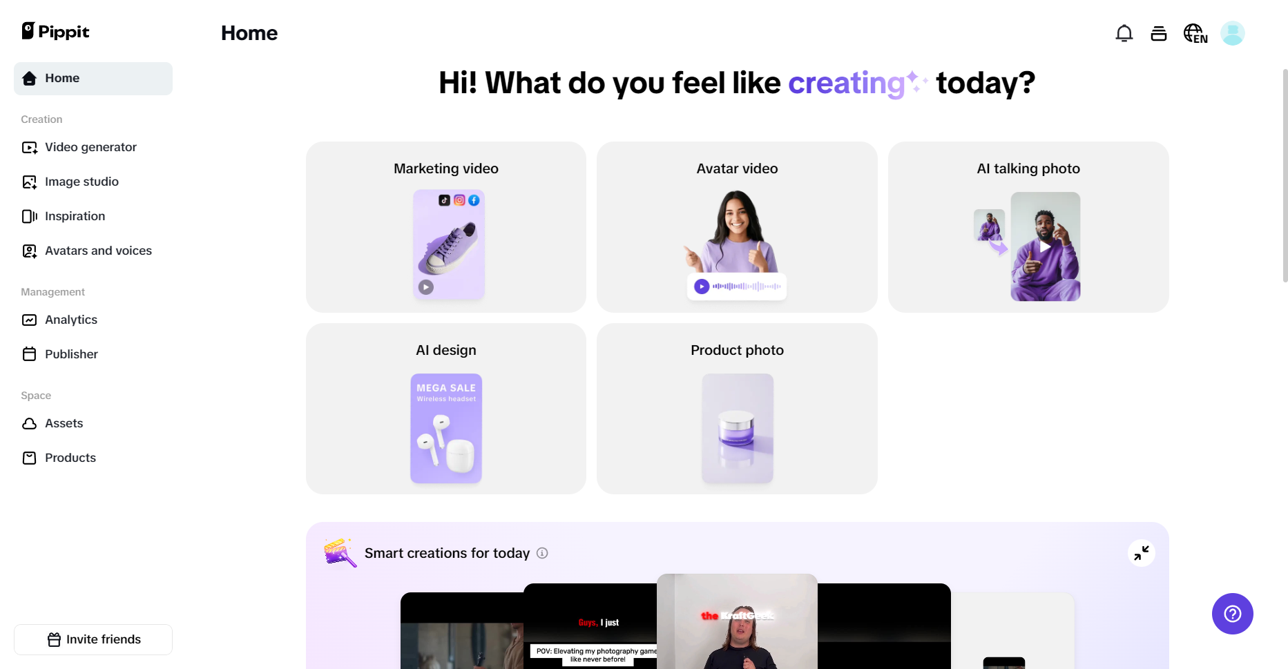 Pippit homepage