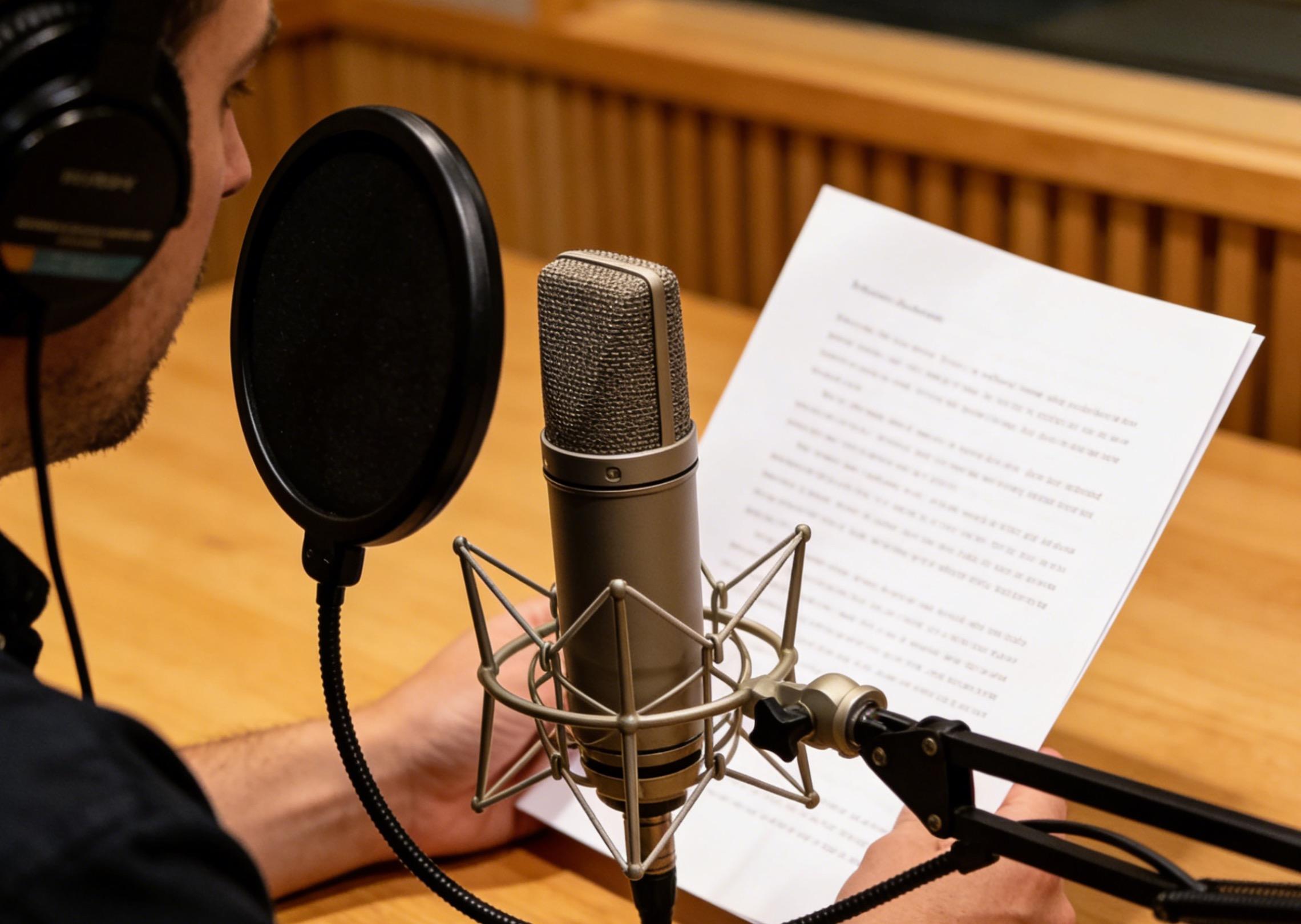 A studio-quality audio recording of a voice actor