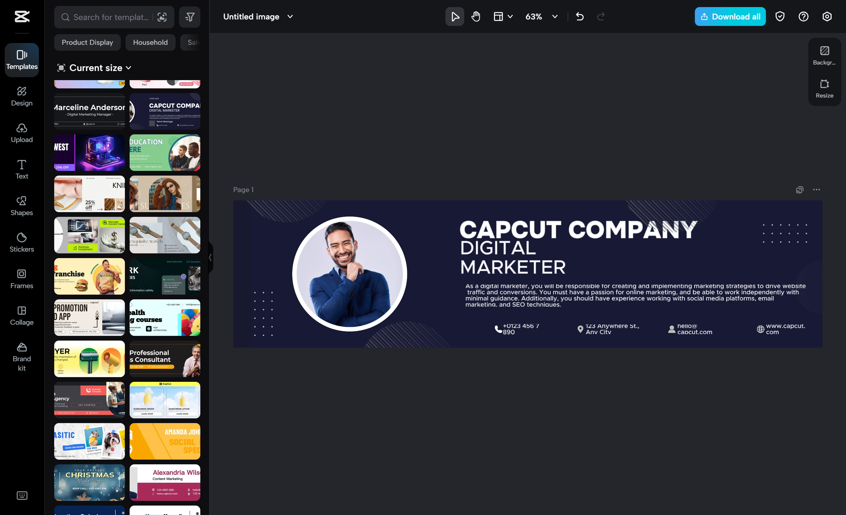 Interface do editor de vídeo para desktop CapCut