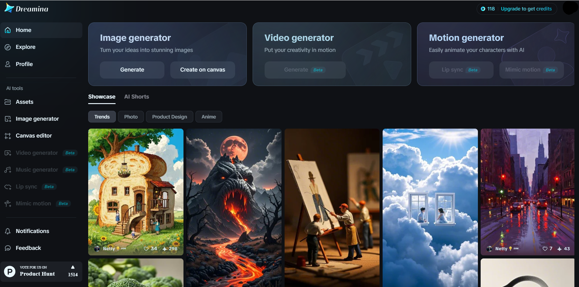 Dreamina interface