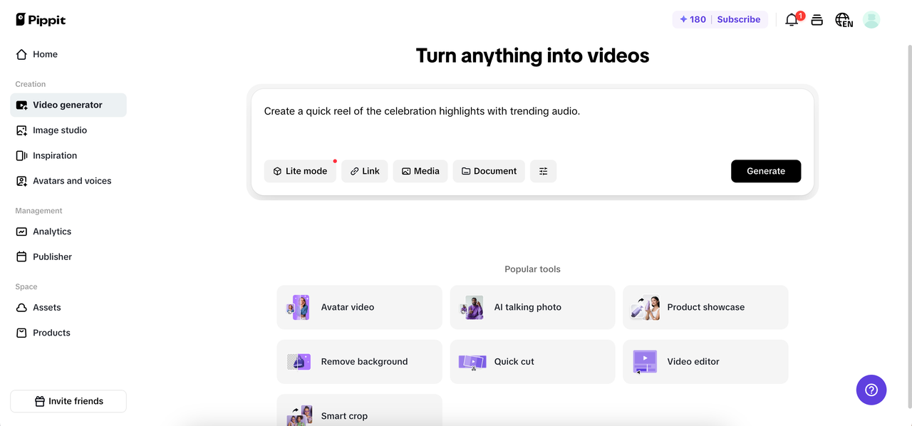 Get started with URL, prompt, and photos