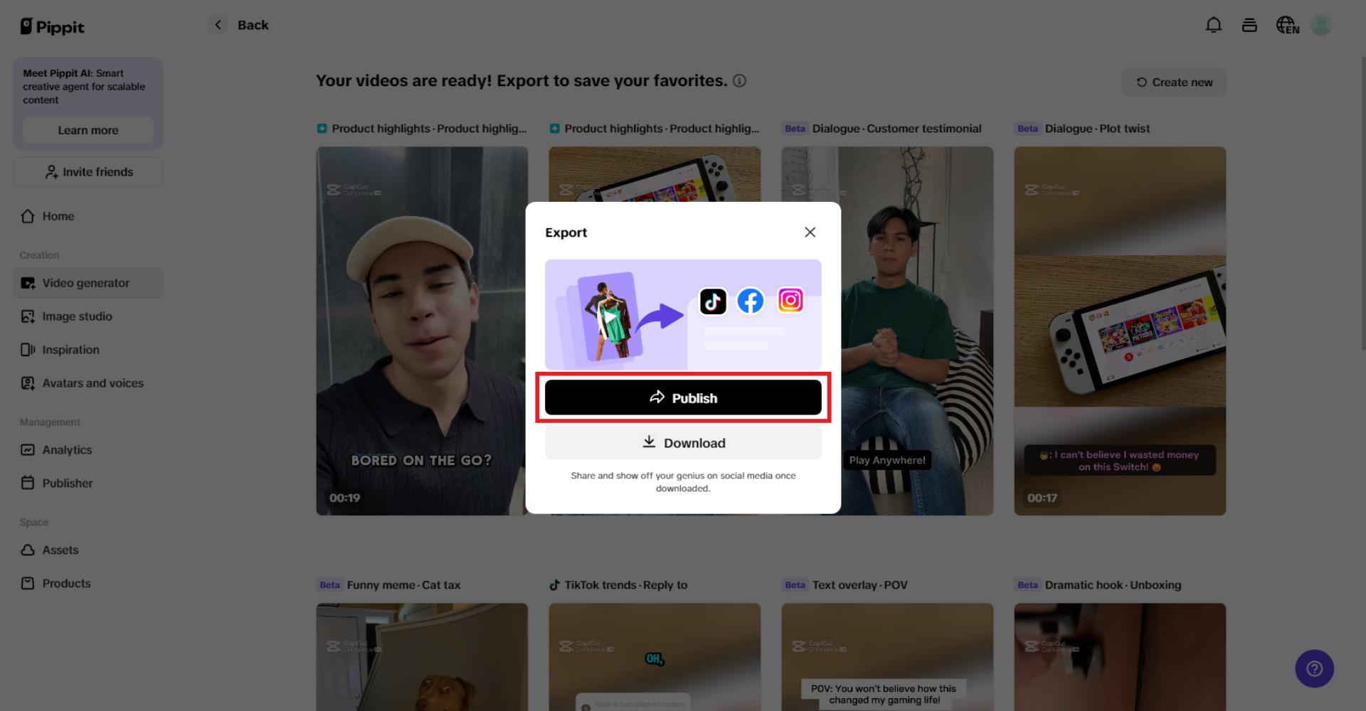 Publish your exported video