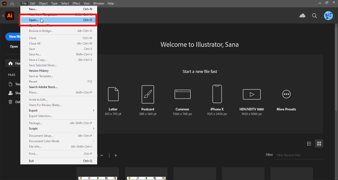 Importing a vector file to Illustrator