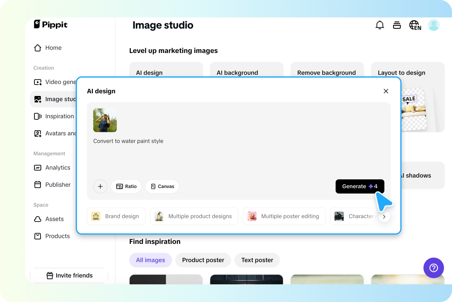 Převod fotografie na malbu v Pippit