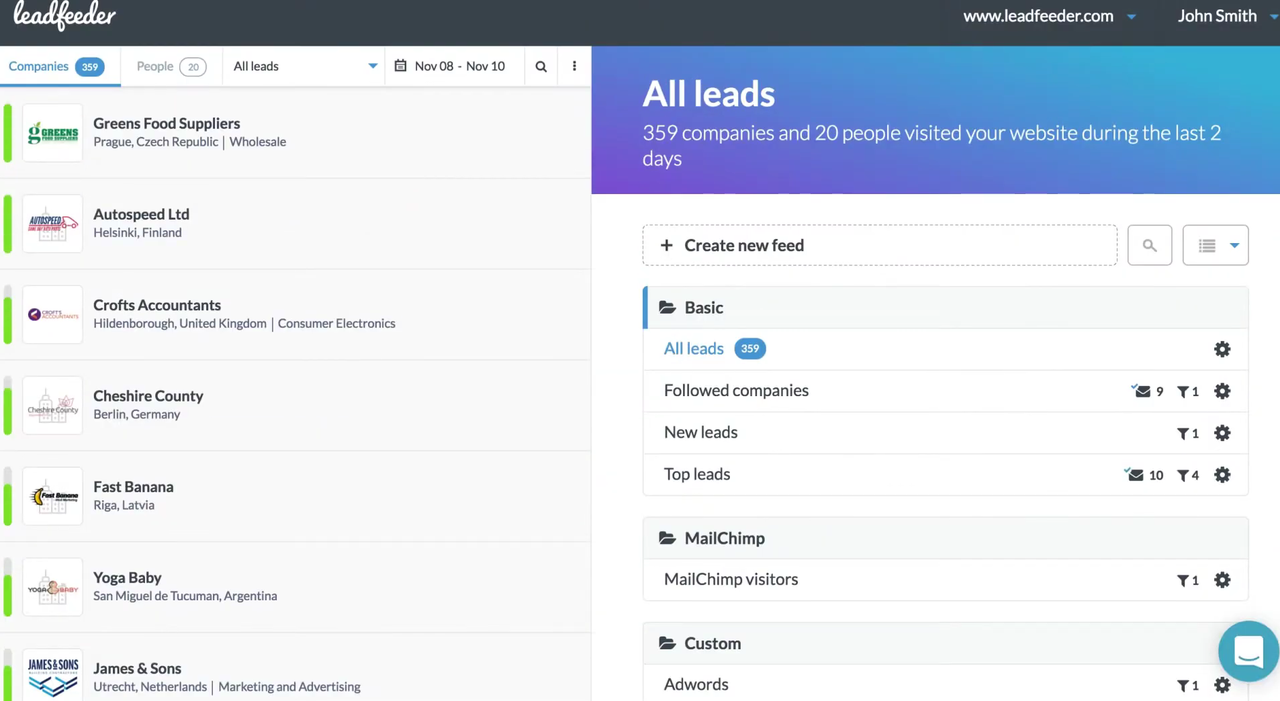 Leadfeeder interface