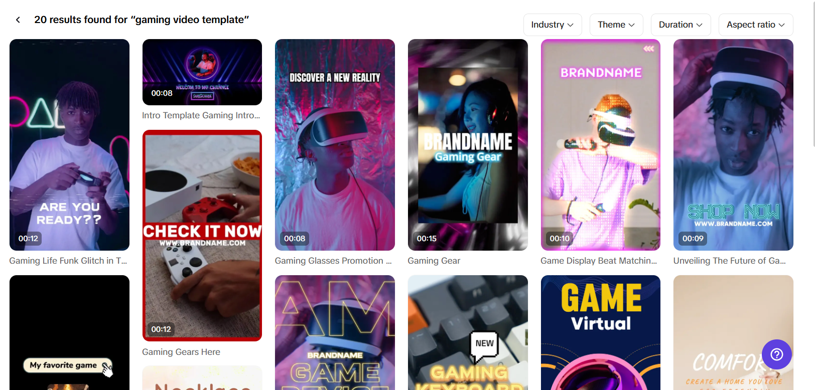 Gaming video template