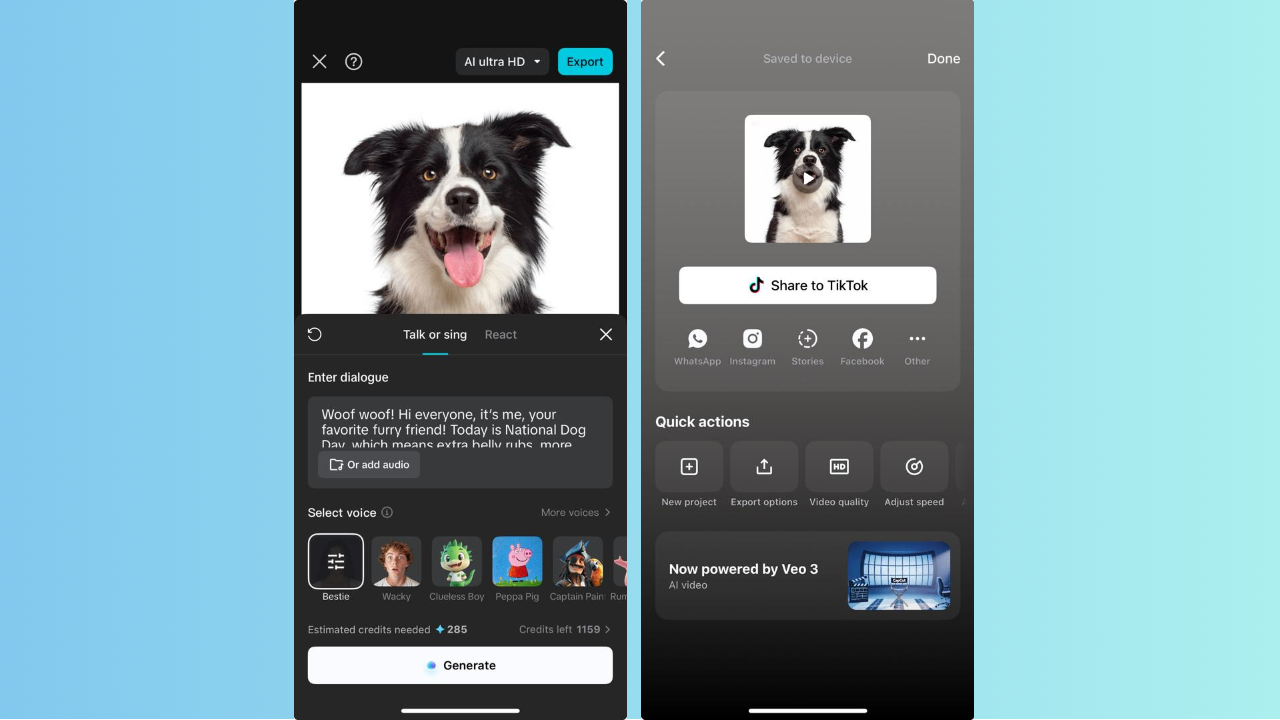 Generate talking dog animation