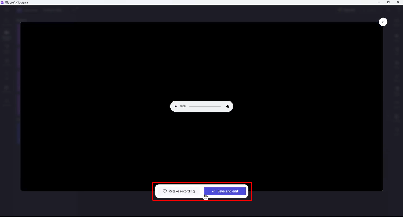 Salvataggio dell'audio nel registratore dello schermo Clipchamp