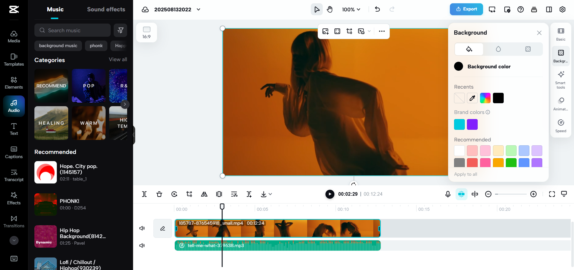 Interface de CapCut Web - une façon simple d'éditer des vidéos musicales