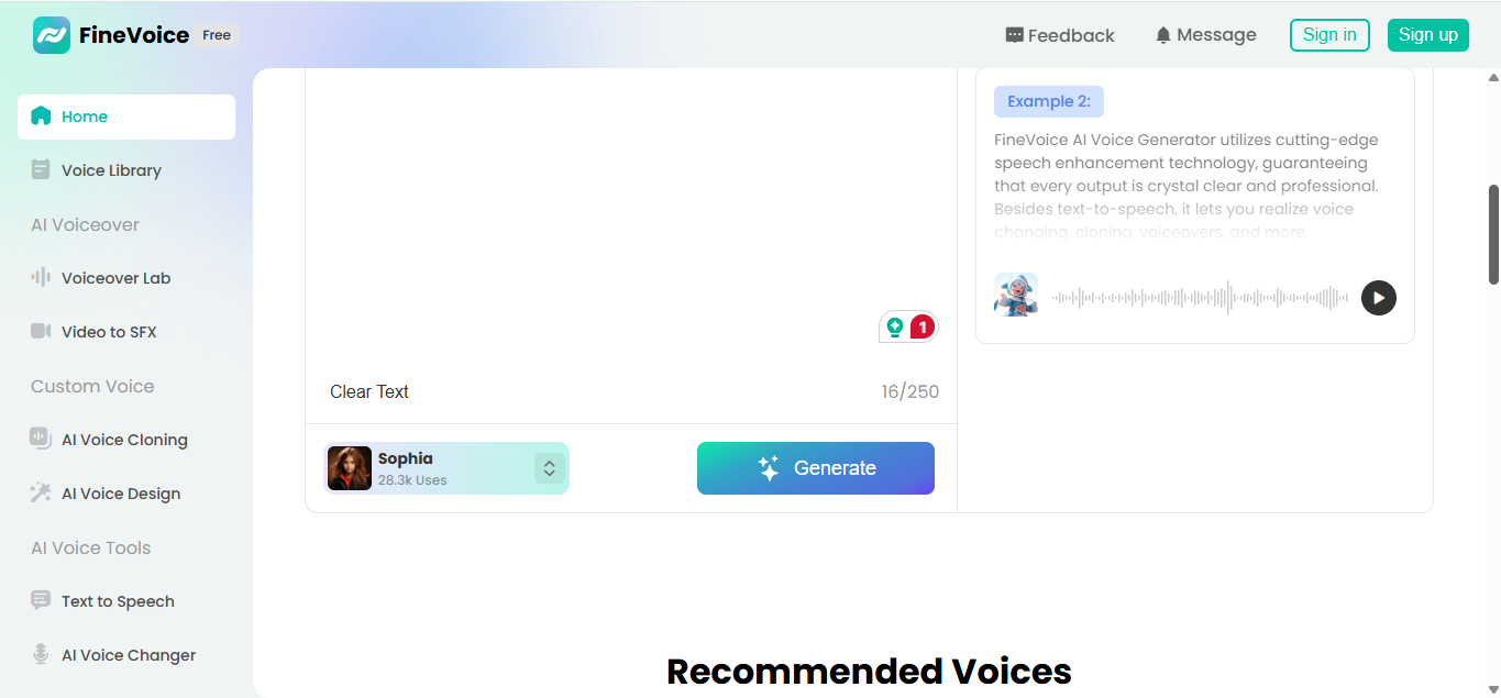 FineVoice - AI child voices generator