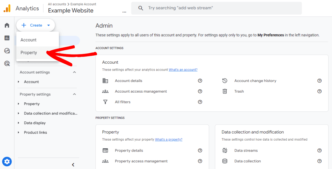 Creating a GA4 property in Google Analytics