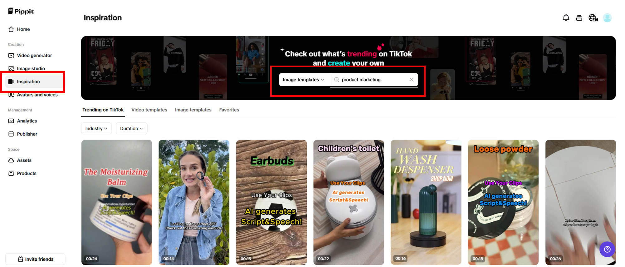 Navigate inspiration to get started