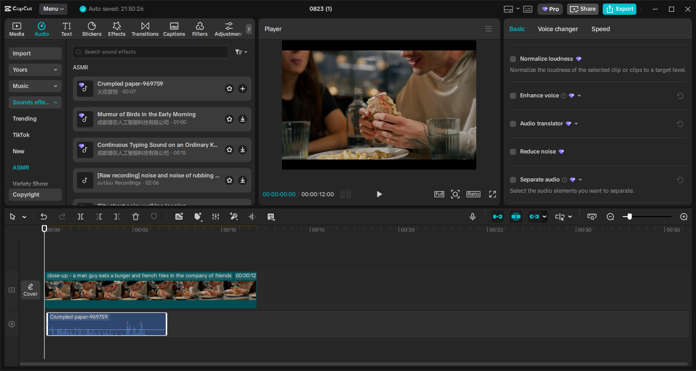 Interface of the CapCut desktop video editor - the best tool to edit stunning ASMR videos
