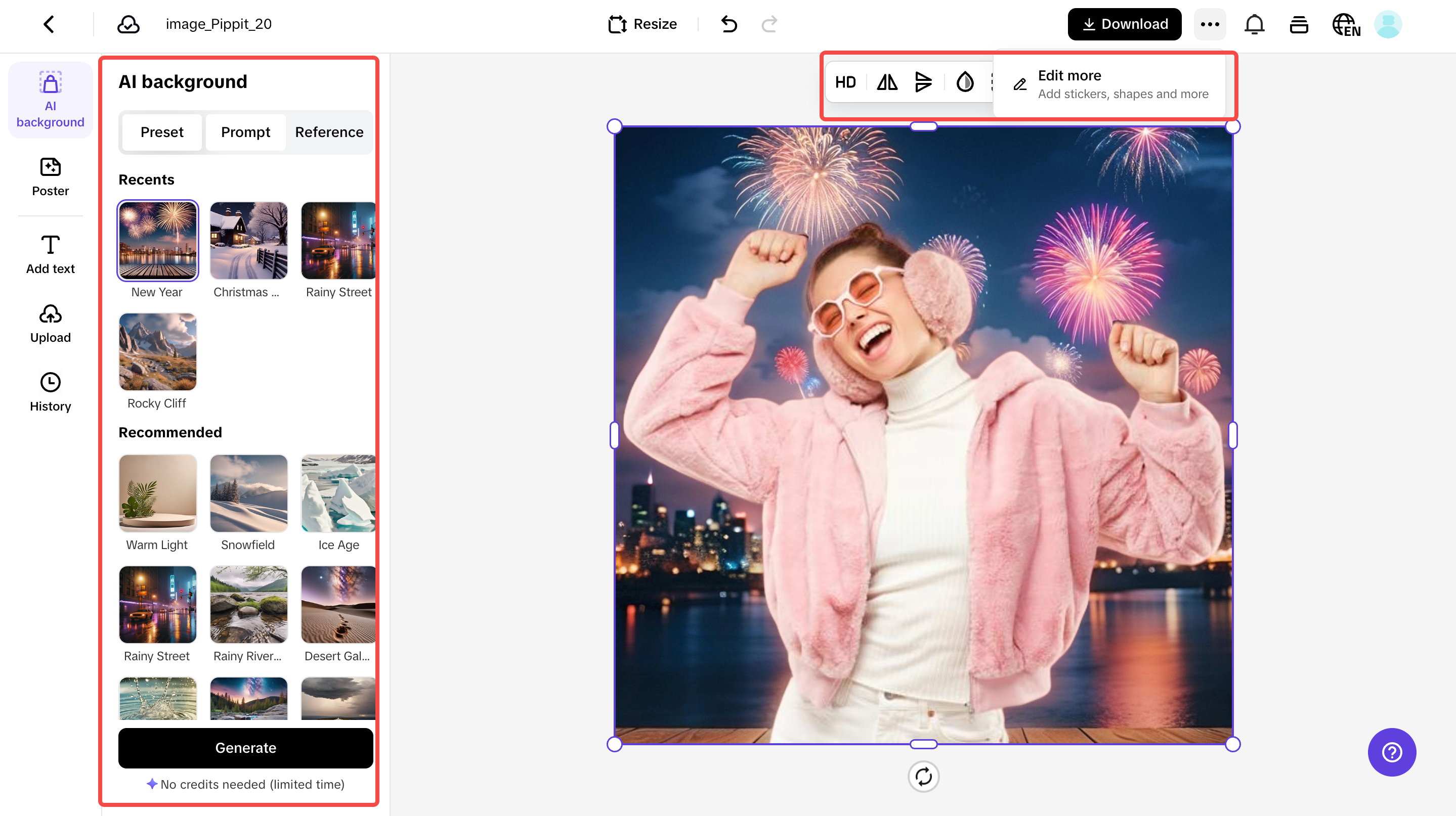 Generate and customize your background