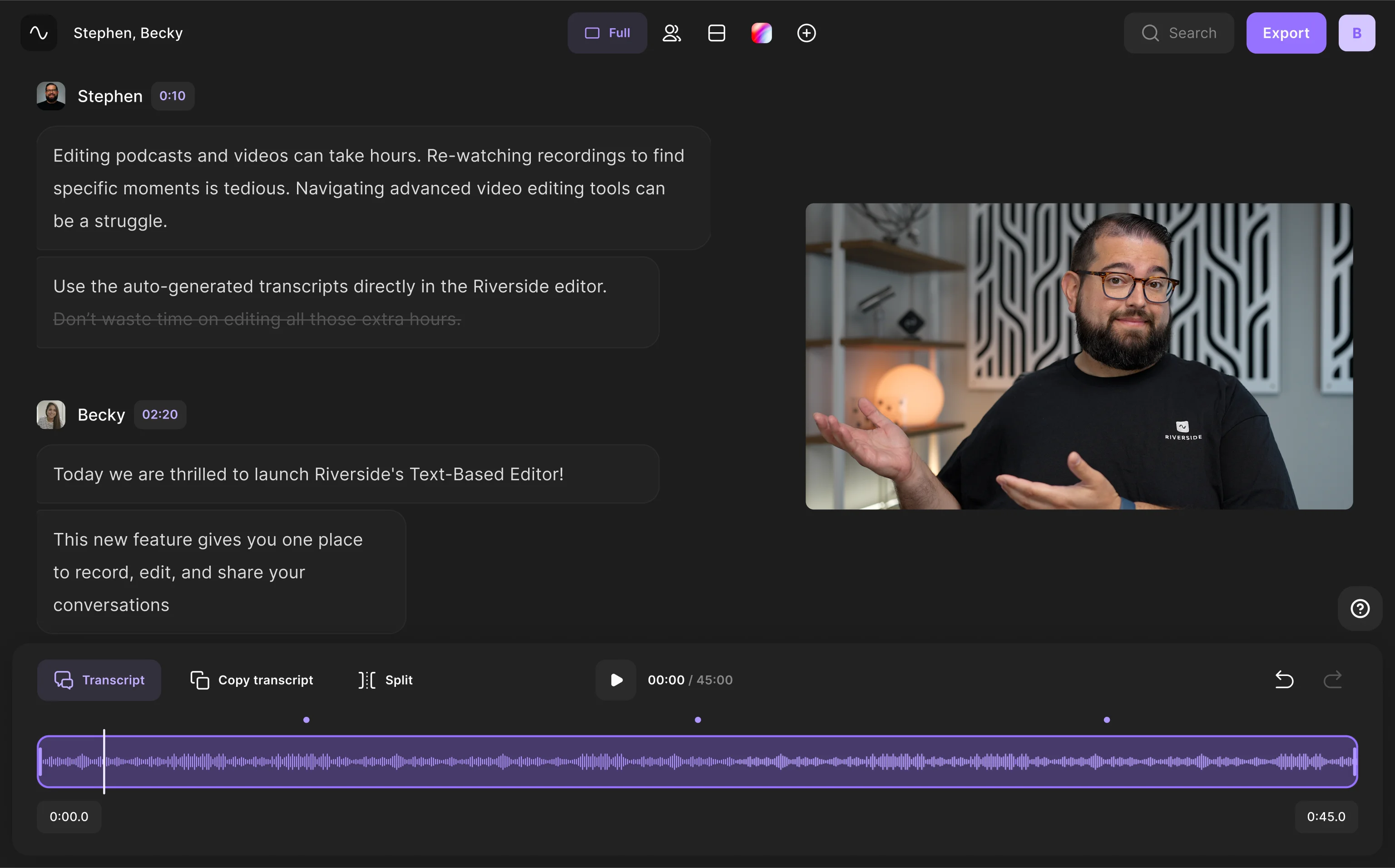 Riverside - uma plataforma online para transcrever vídeos gratuitamente