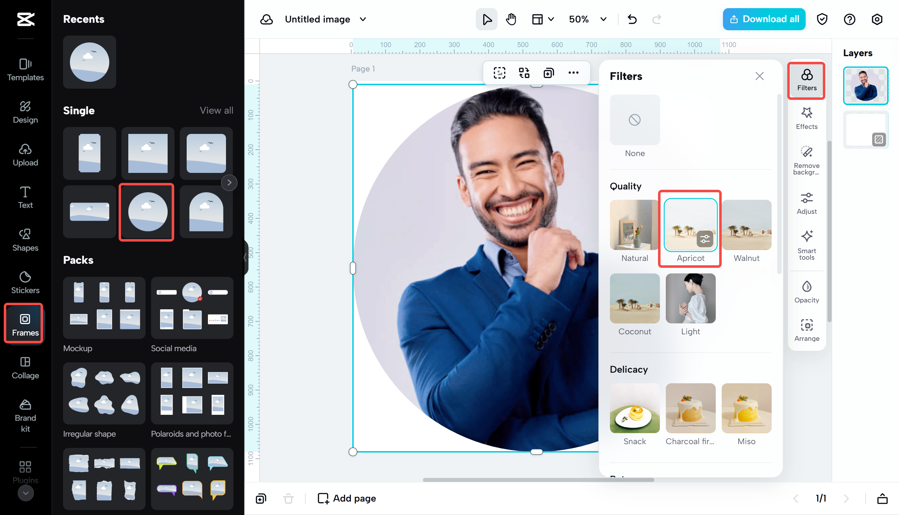 Modifica e personalizzazione di un'immagine con CapCut Web