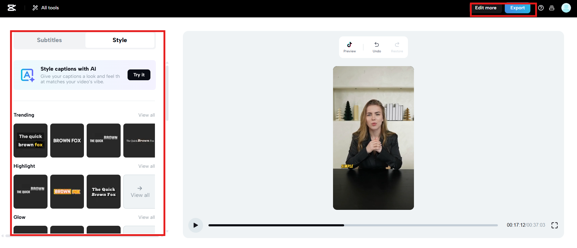 Elige estilo y personaliza los subtítulos