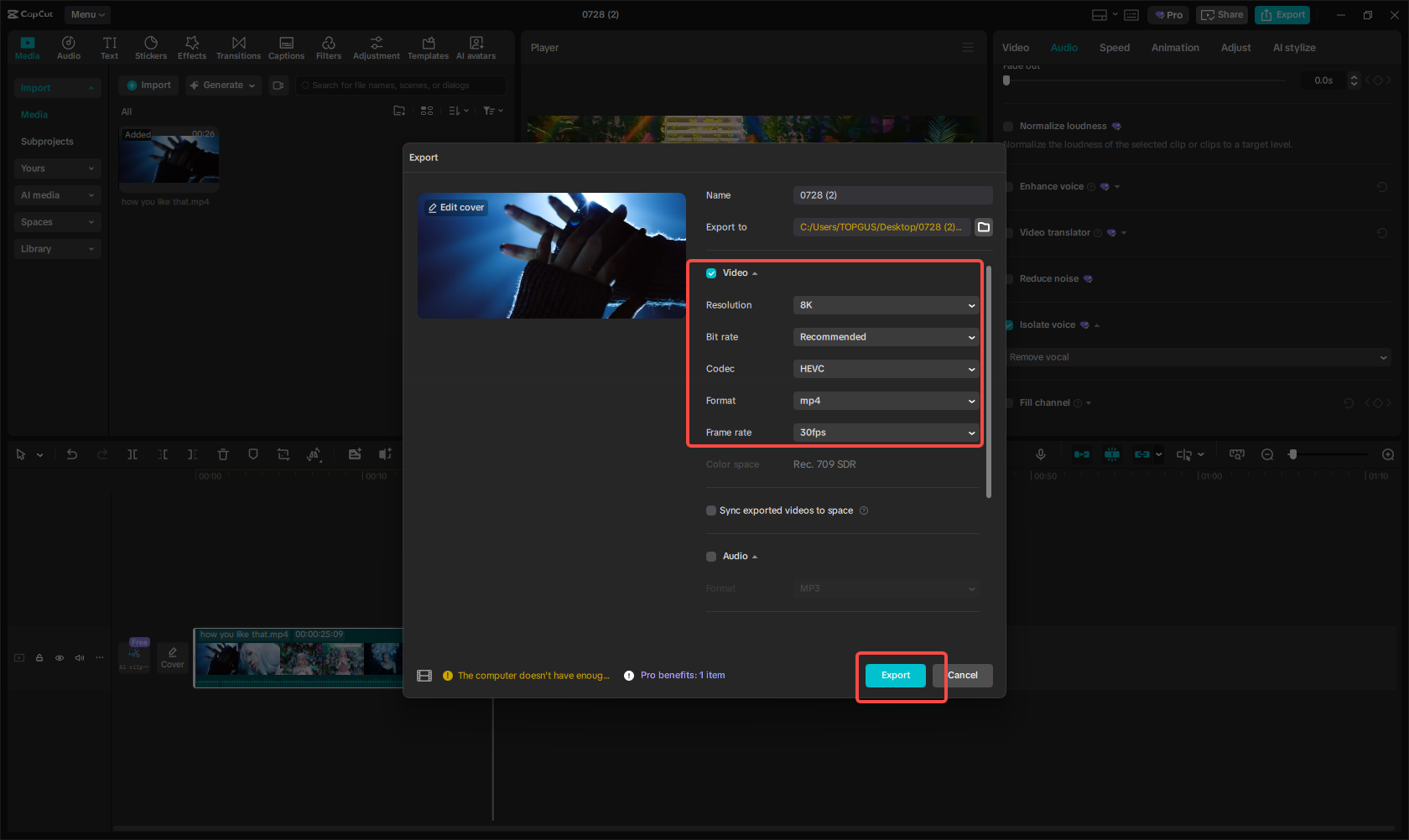 Save the audio file