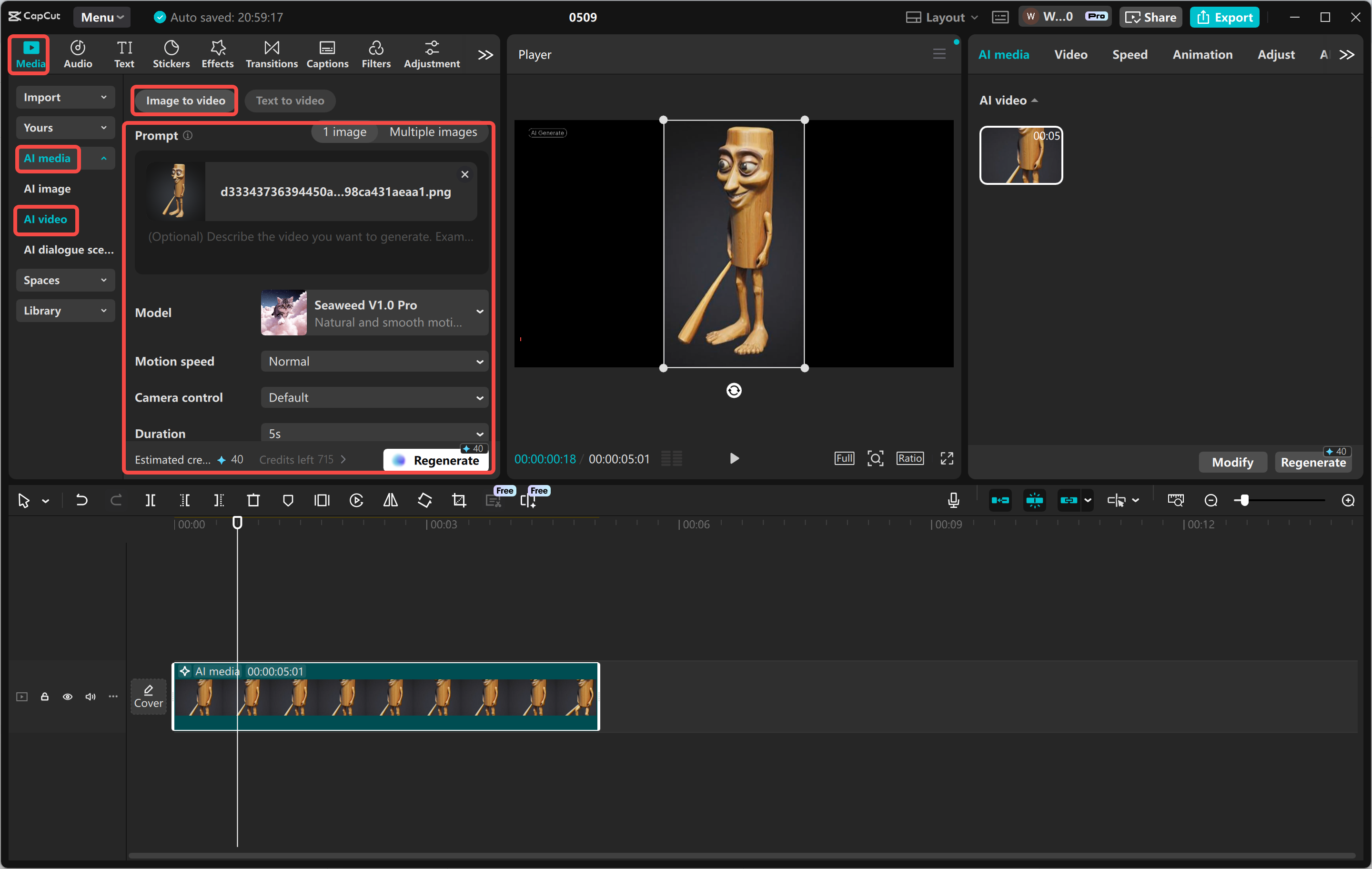 Using an AI video generator in the CapCut desktop video editor