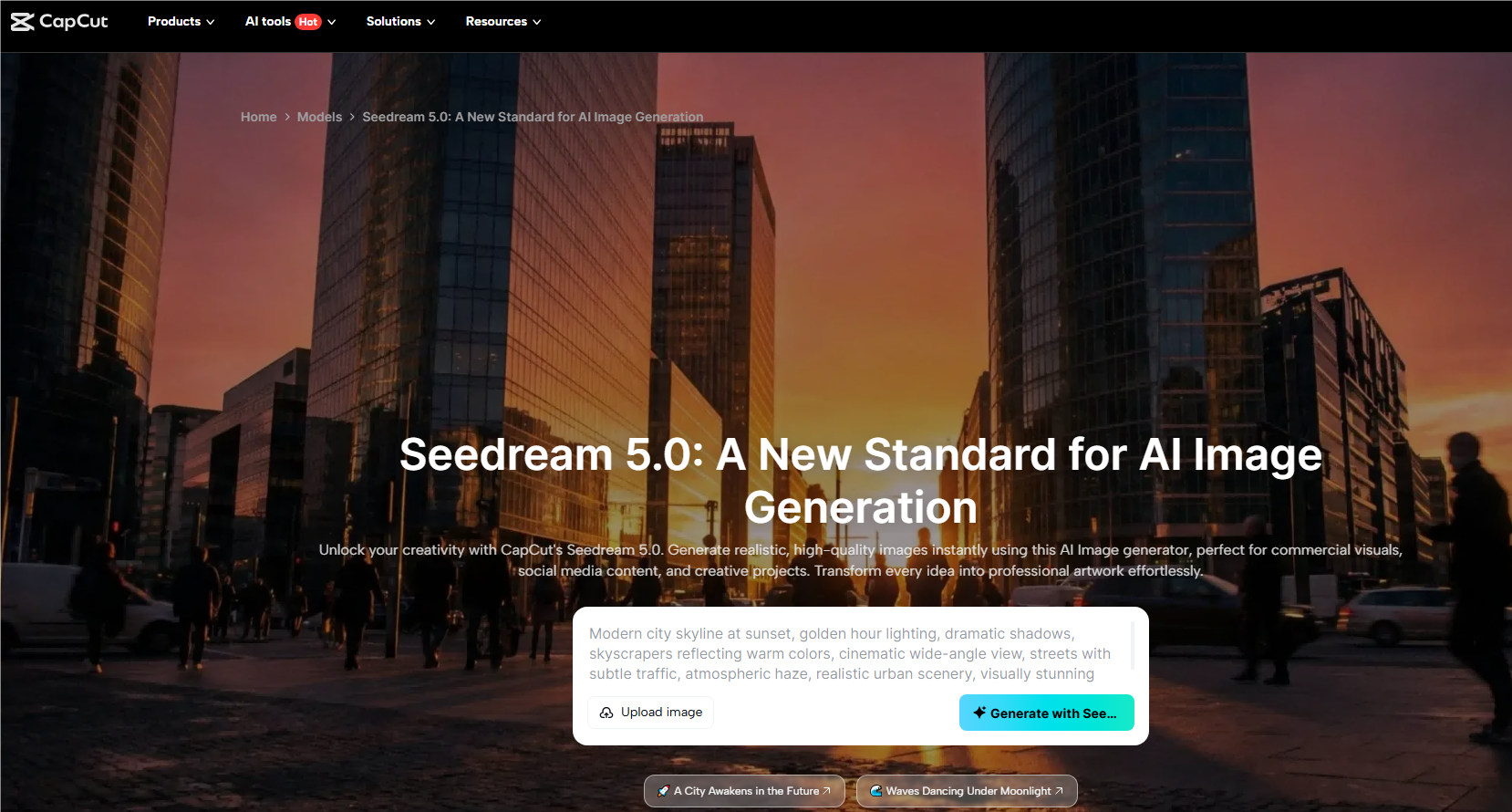 CapCut Seedream 5.0 AI bildgenerering modell