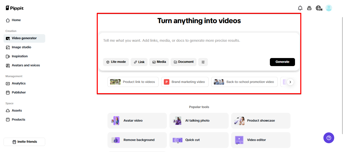 Pippit smart video agent
