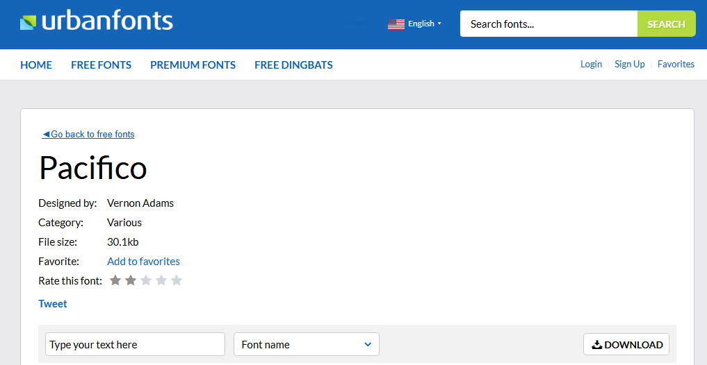 UrbanFonts แบบอักษรแปซิฟิโก