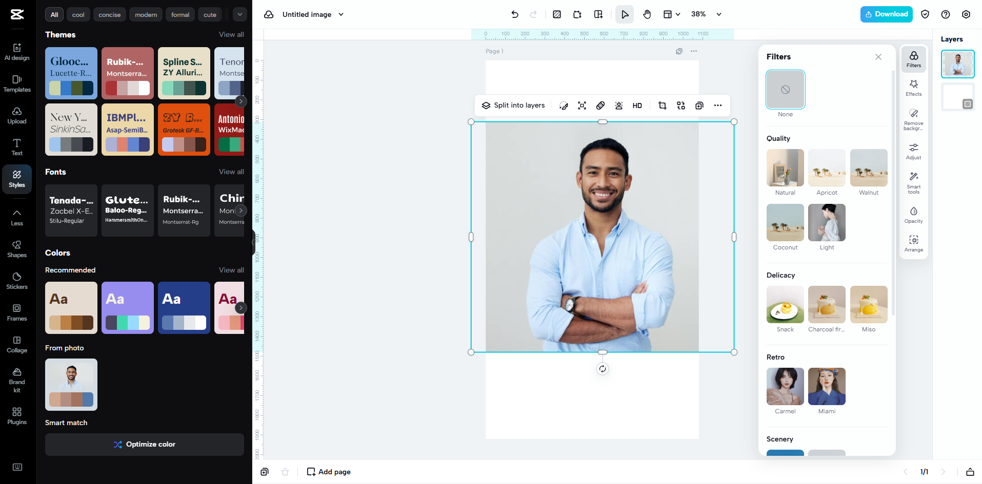 Interfaccia di CapCut Web - uno dei migliori strumenti per creare foto profilo