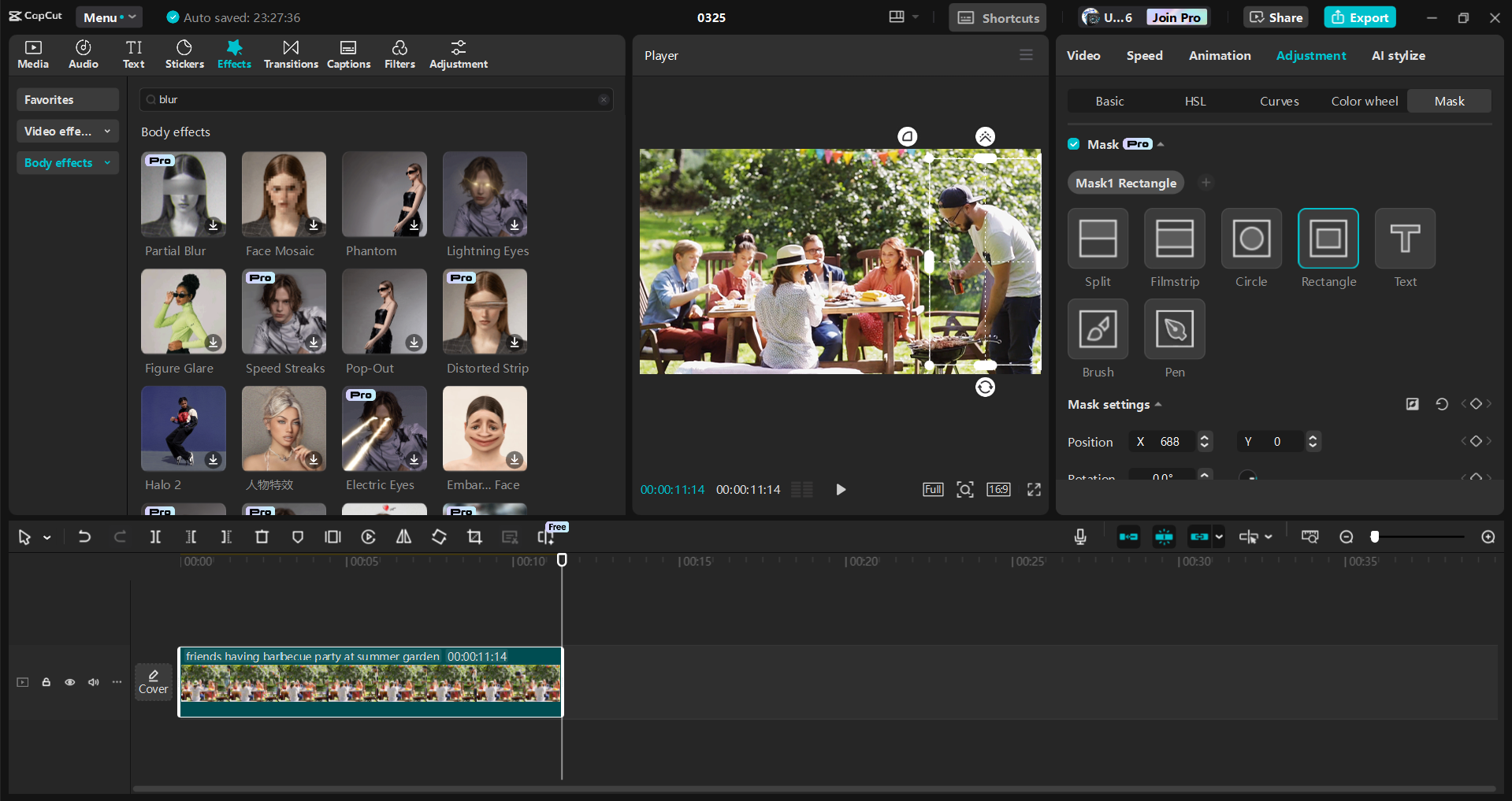 Schnittstelle des CapCut Desktop-Video-Editors - eine schnelle Möglichkeit, eine Person aus Videos zu entfernen