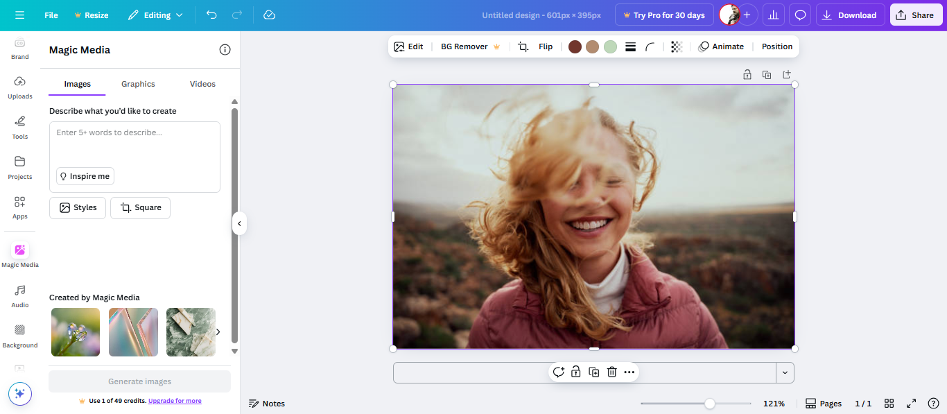 Canva AI photo editor