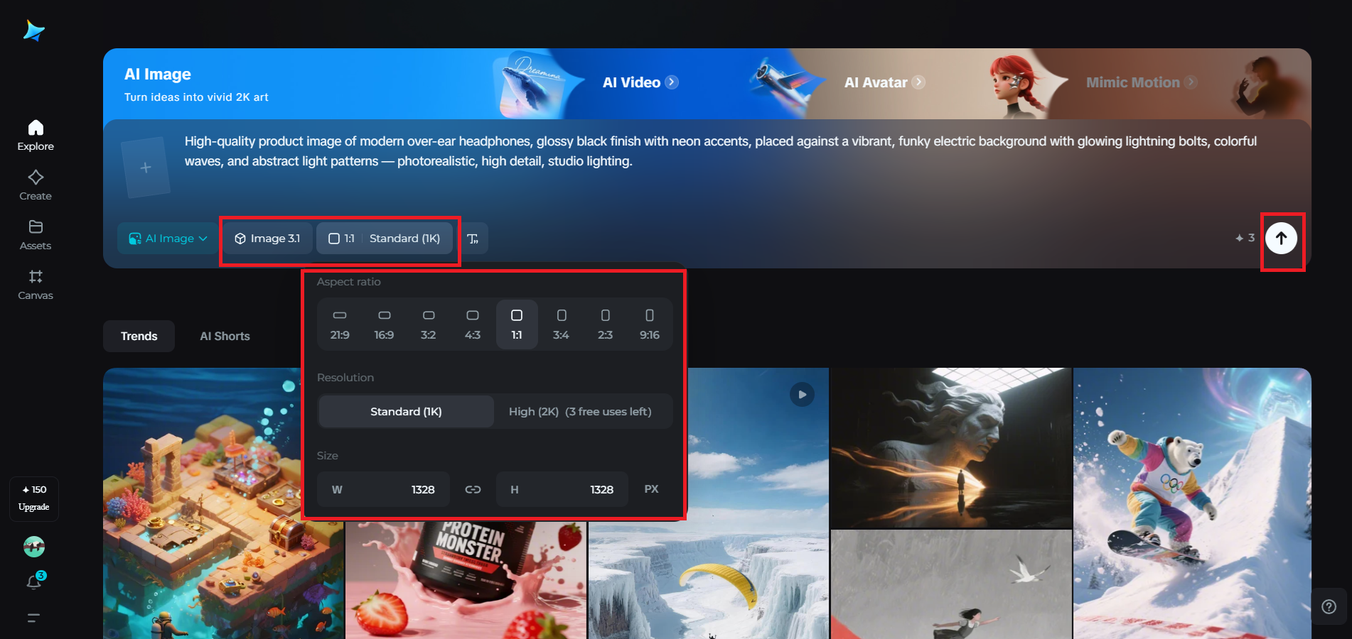 Choose settings and generate
