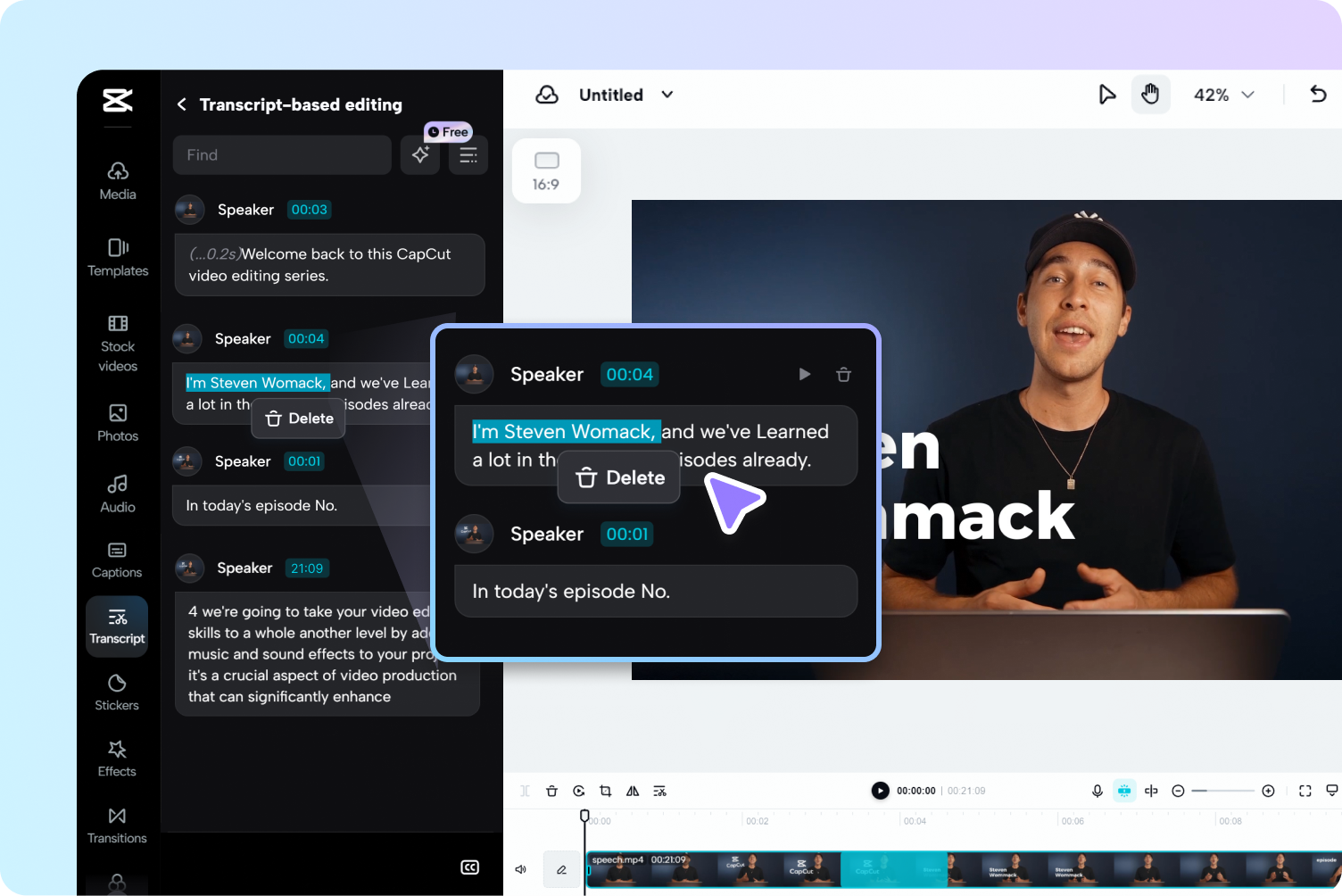 Videó vagy hang átírása szerkesztése