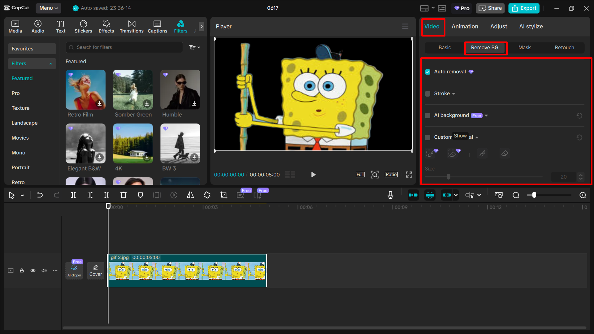 Xóa nền khỏi GIF động bằng trình CapCut chỉnh sửa video trên máy tính để bàn