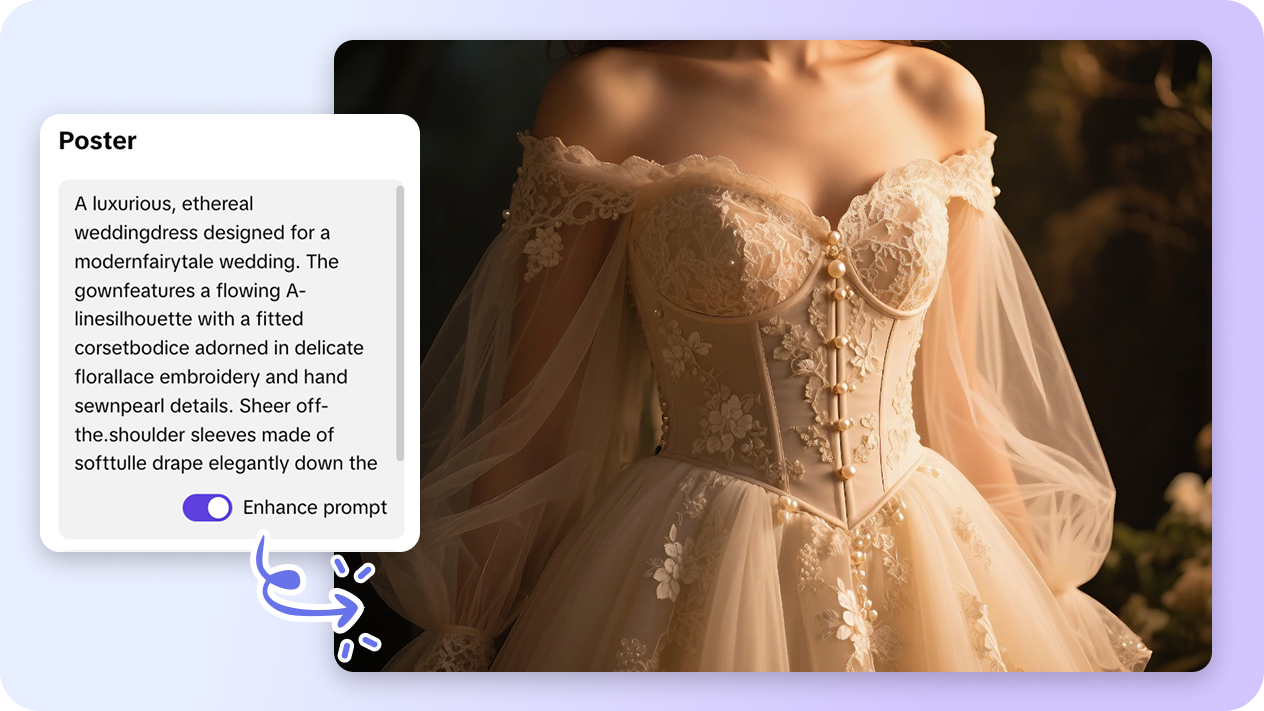 Prompt to wedding dress image