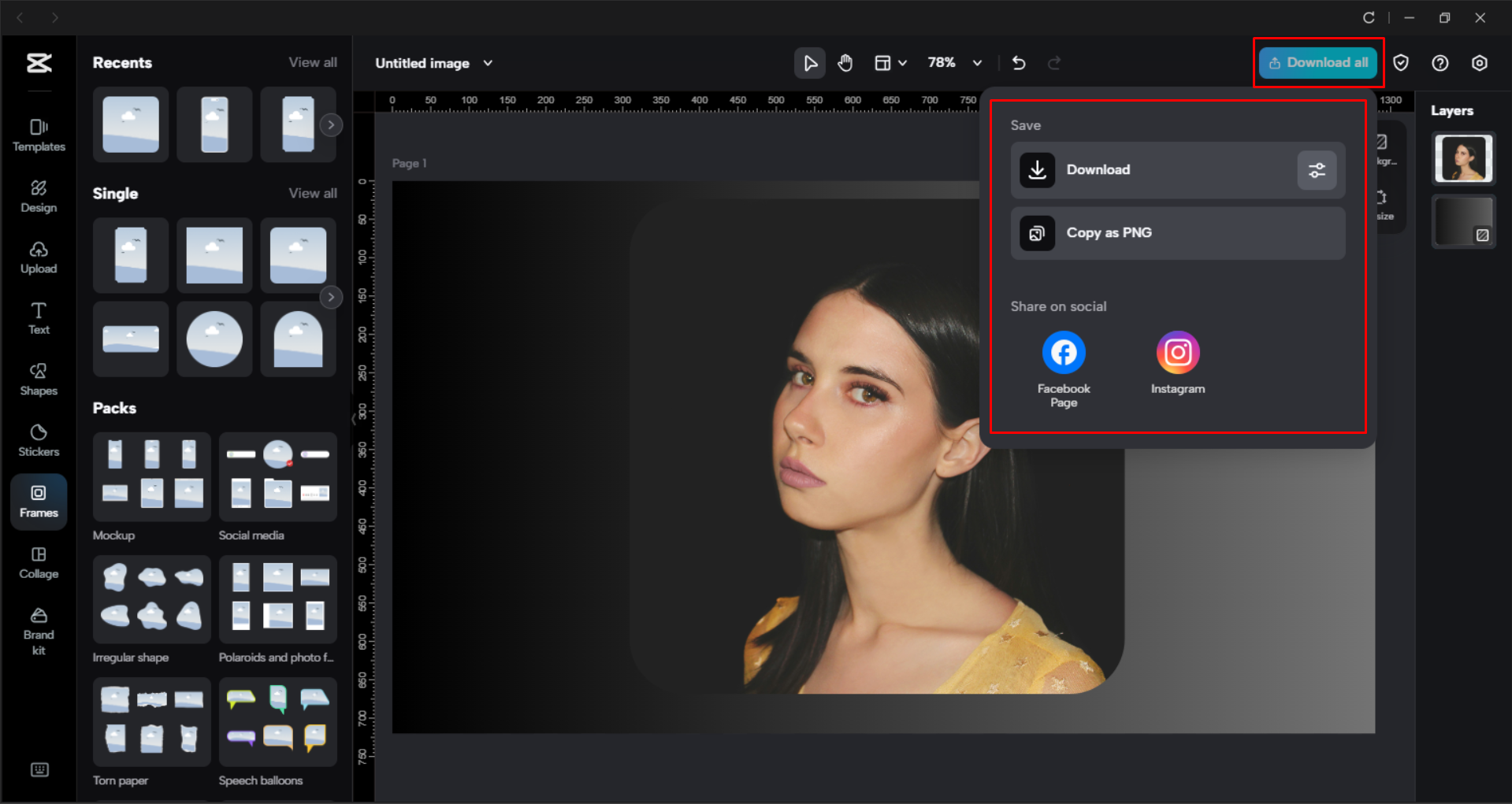 Downloading the image with the CapCut desktop video editor