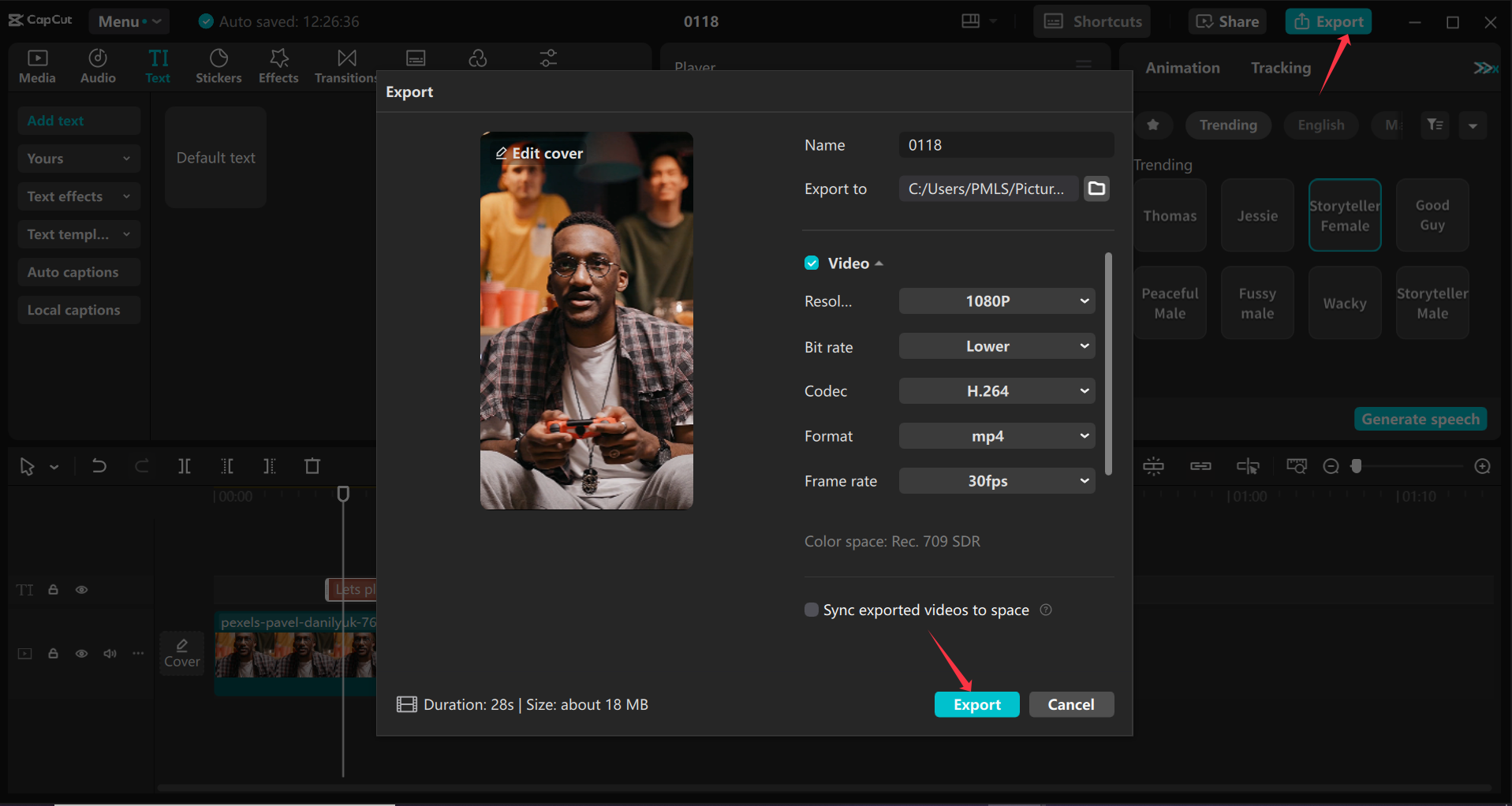 Exportieren von Videos aus dem CapCut Desktop-Video-Editor