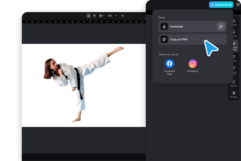 Exporting a transparent PNG image from CapCut 