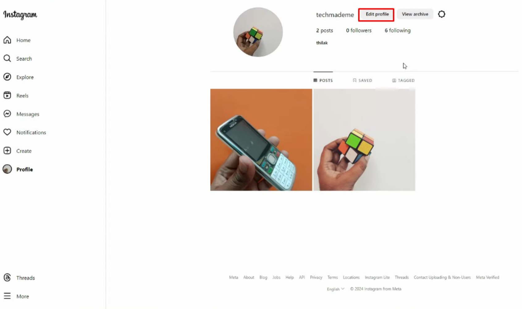 Change the Instagram bio
