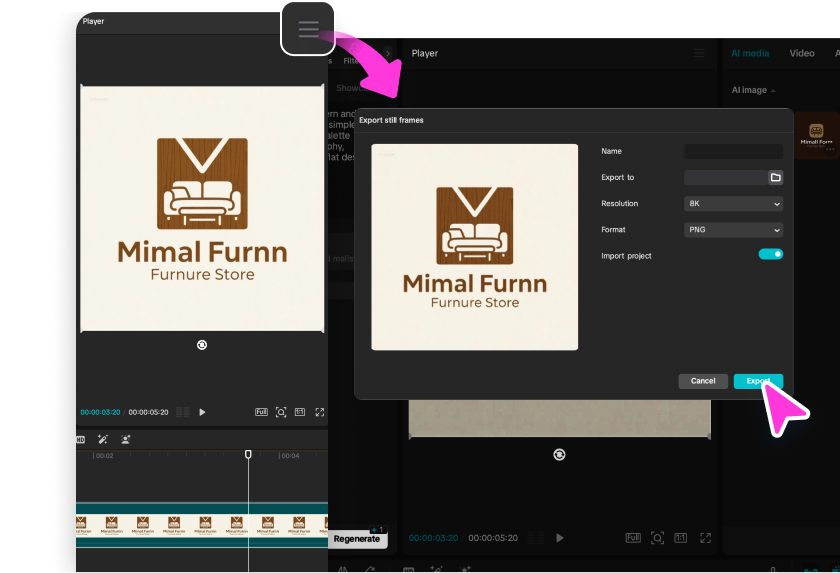 Downloading an AI-generated brand logo from CapCut