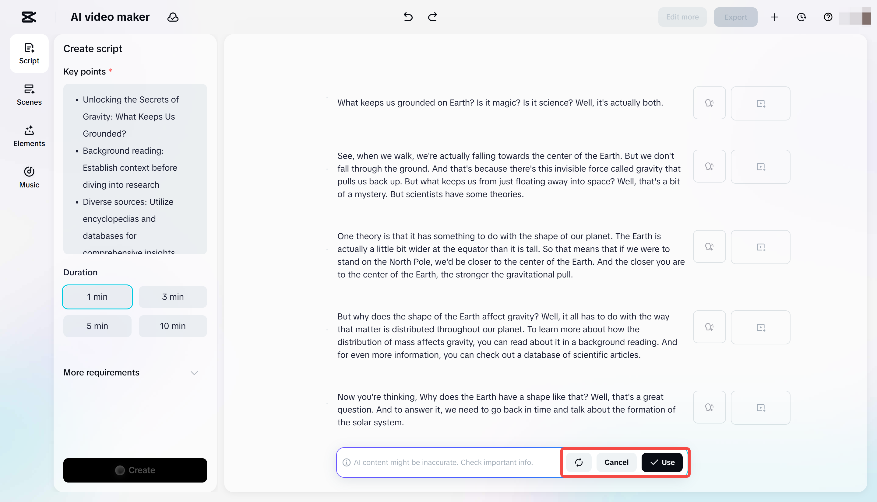 Een script genereren op CapCut Web