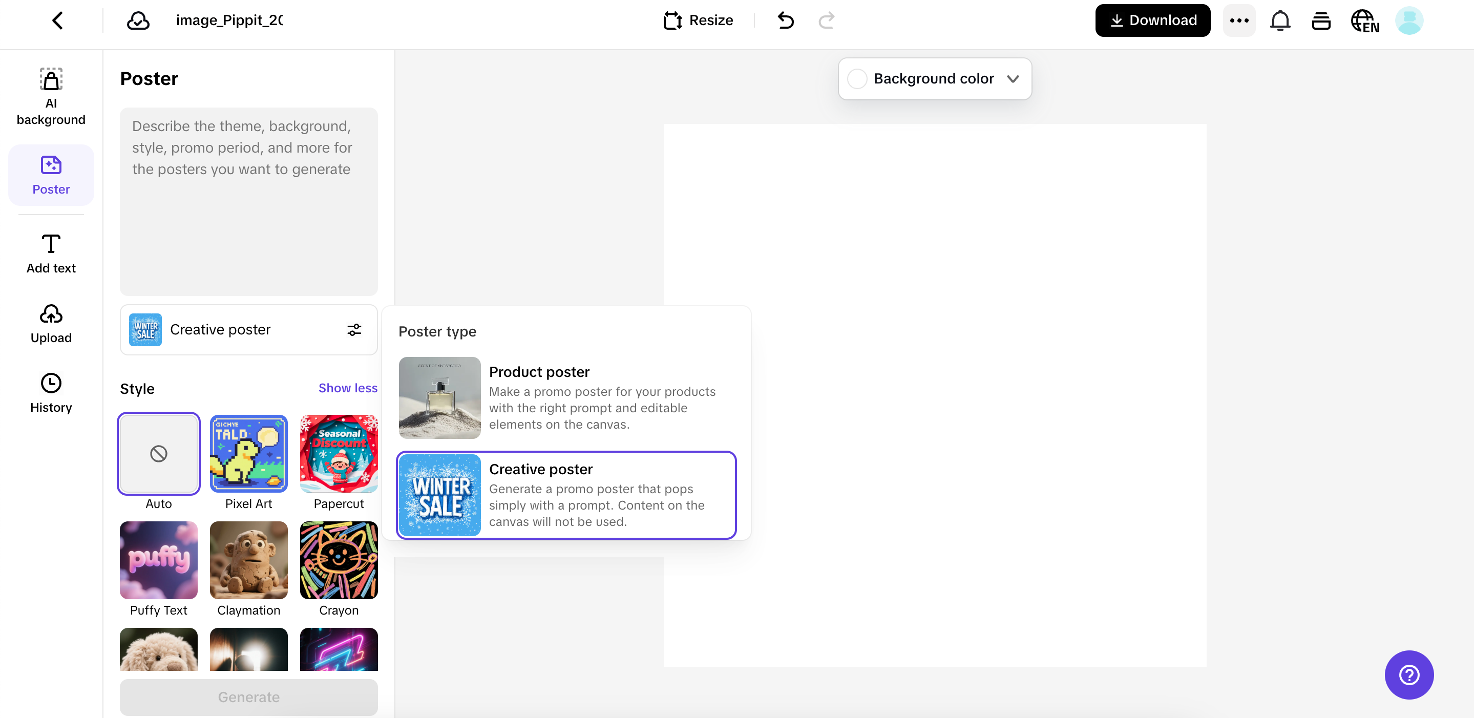 Access the Poster and generate