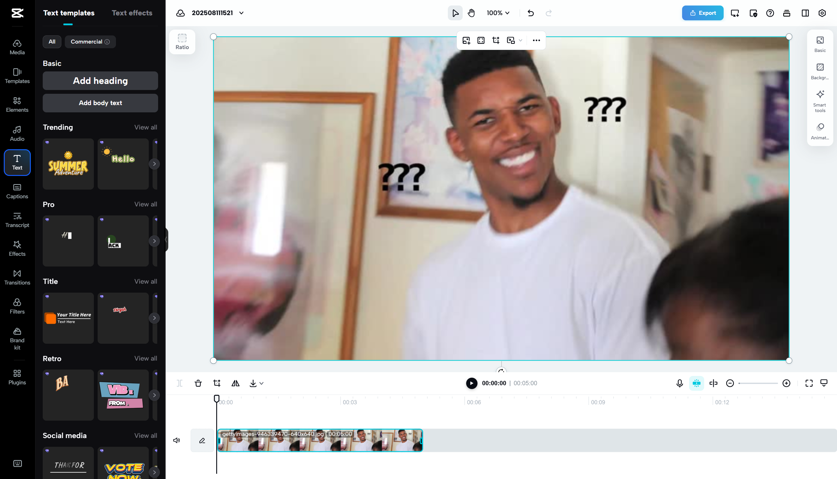 CapCut Web meme editor