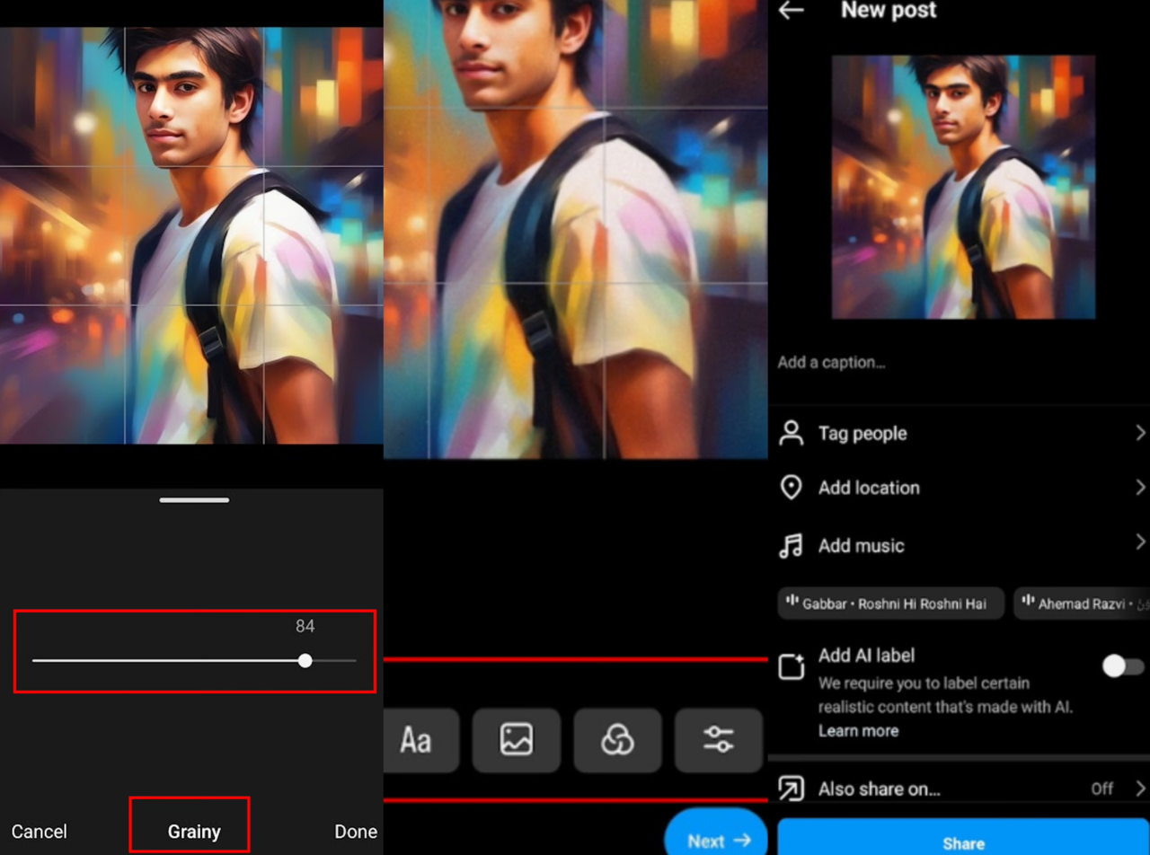 Comment ajouter du grain aux photos sur Instagram
