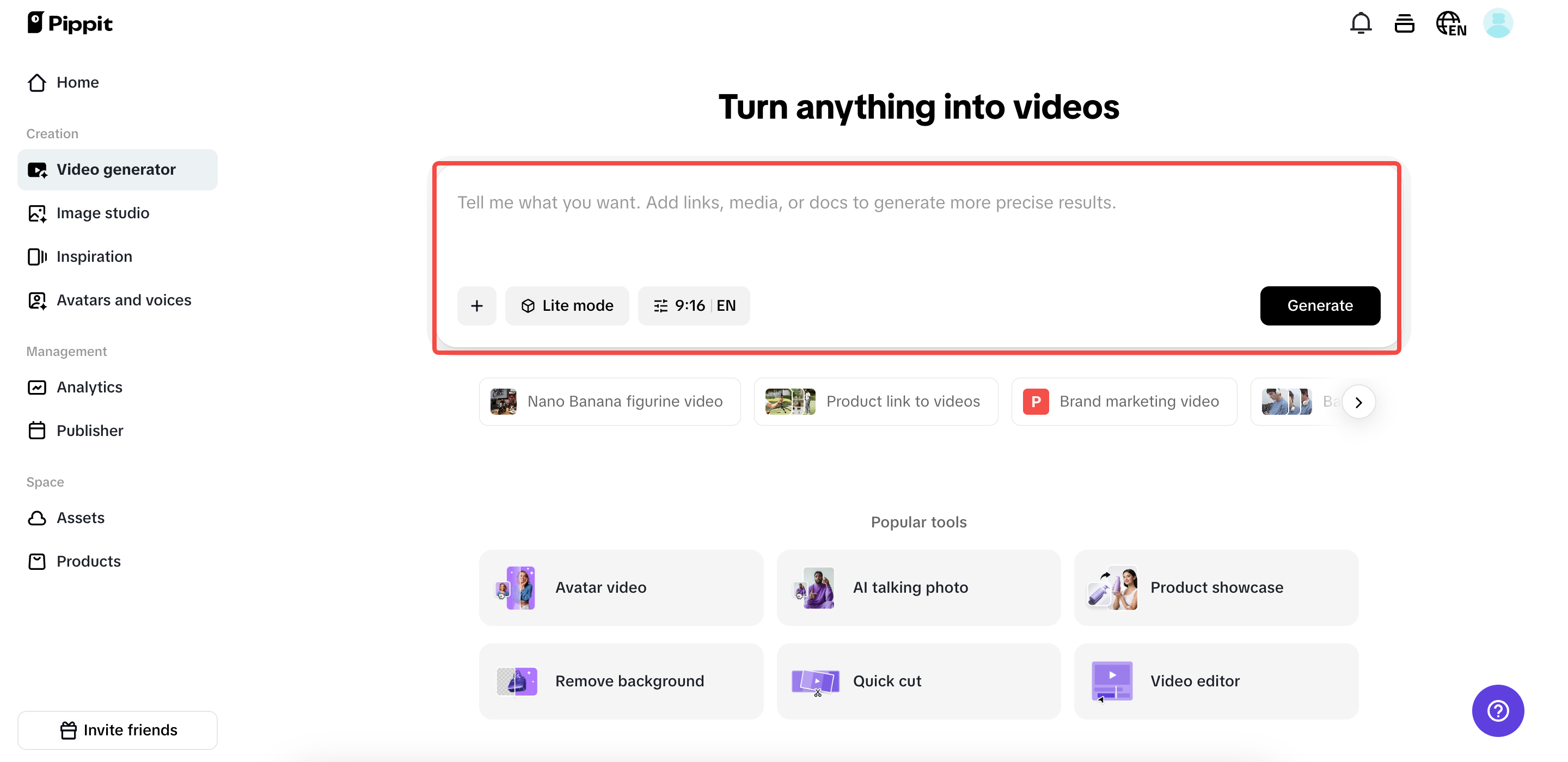 Turn anything into commercial videos
