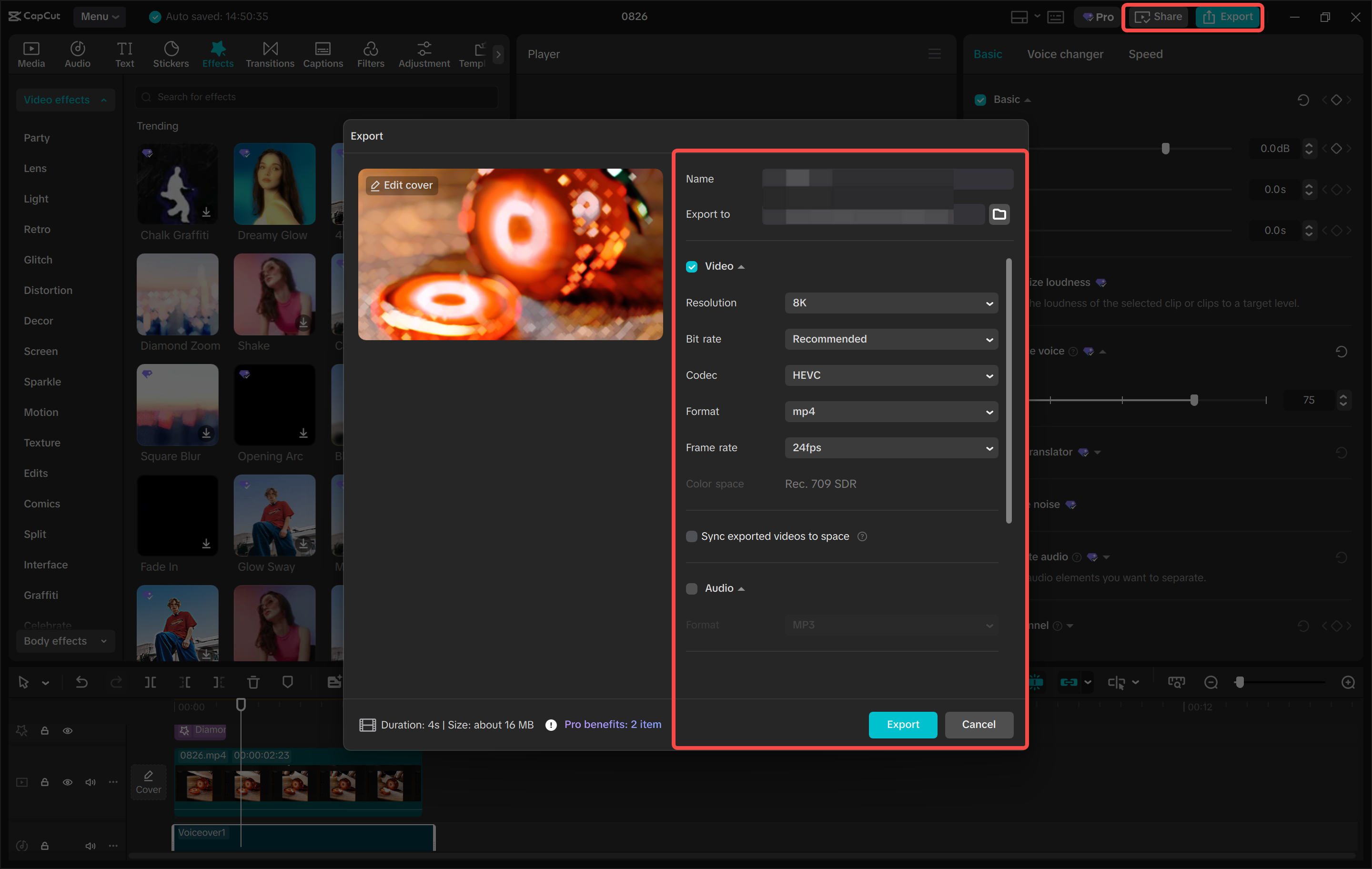Exporting your ASMR short