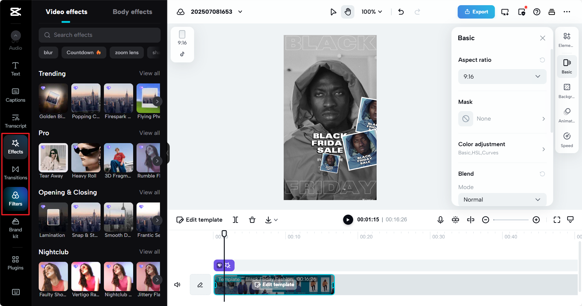 CapCut Webにおける多様なエフェクトとフィルター